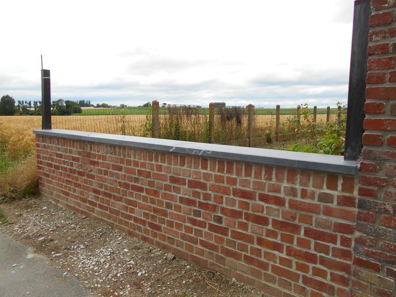 Maçonnerie, réalisation d'un muret et couvre mur en pierre bleu près de lille (59)